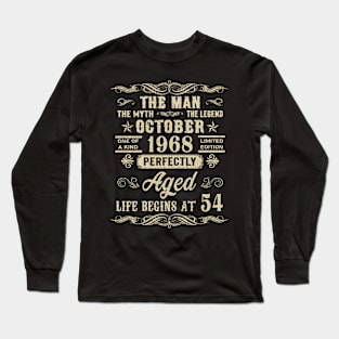 54th Birthday The Man Myth Legend October 1968 Long Sleeve T-Shirt